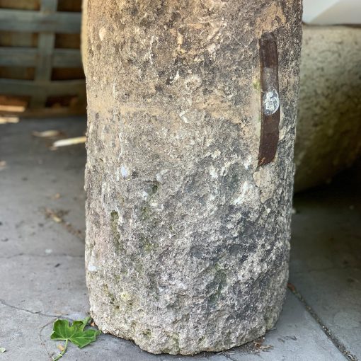 Antique limestone table bottom detail