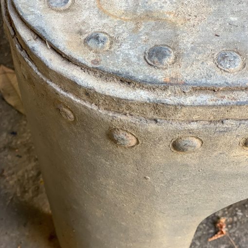 Galvanized metal bolts on French antique coffee table