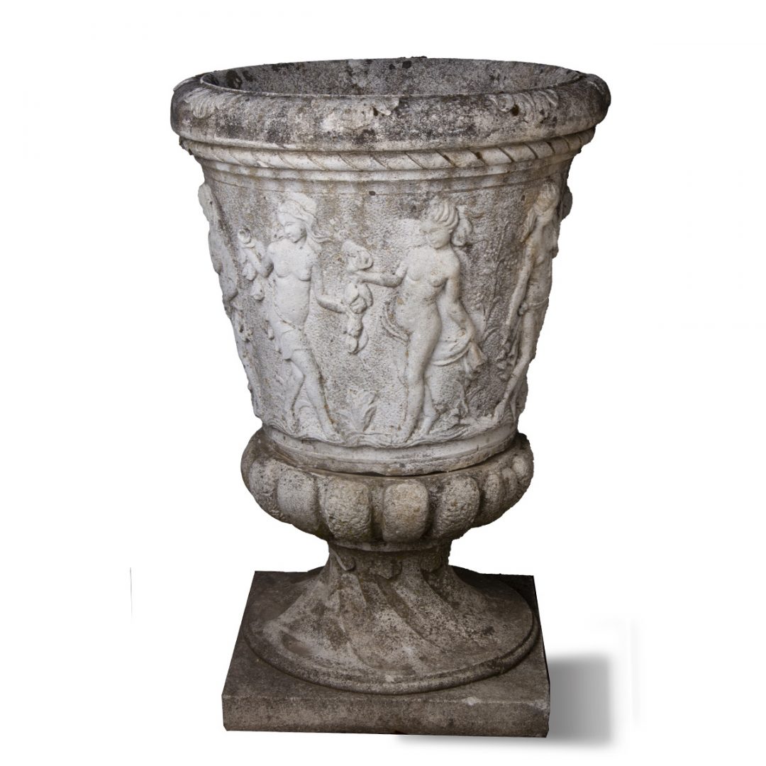 Monumental Pair of Large Cast Concrete Urns Inner Gardens