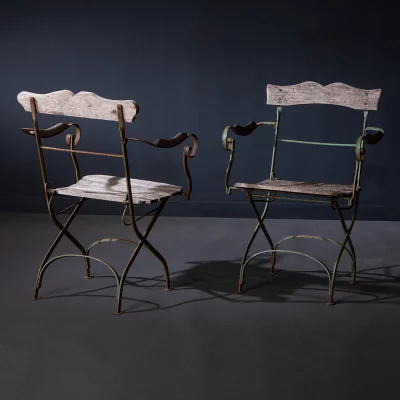 Pair of 1940 vintage Belgian garden chairs