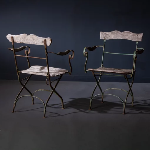 Pair of 1940 vintage Belgian garden chairs