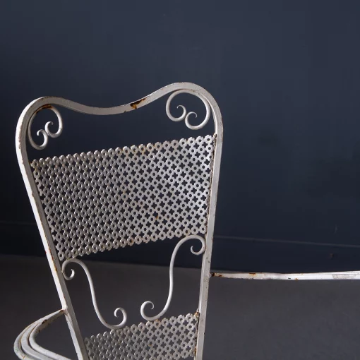 Back of French 1950 metal armchair in the style of Mathieu Mategot