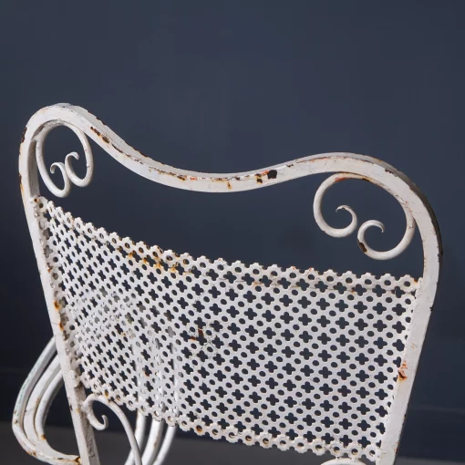 Back of vintage metal French outdoor chair