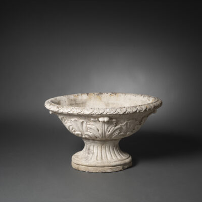 Antique French Footed Oval Planter with Acanthus Detail