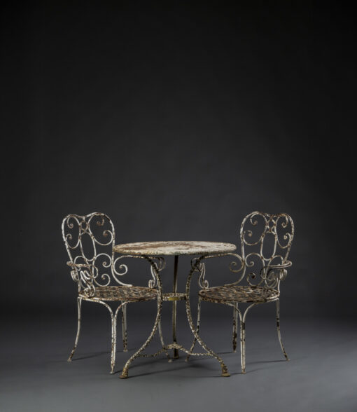 Pair of French Napoleon III Wrought Iron Armchairs - Image 2
