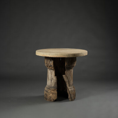 Round Stone Table top on Wooden Base