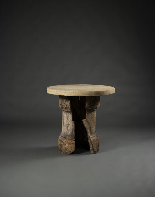 Round Stone Table top on Wooden Base