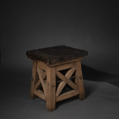 Blue Stone Top Artisanal Pedestal Table